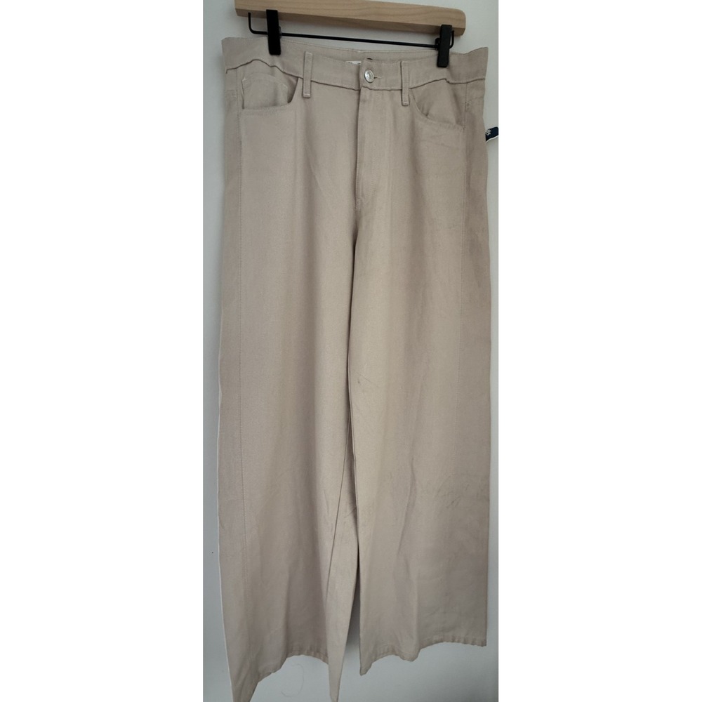 ZARA Size 8 EUR 40 32" Inseam Wide Leg Pants NWT Beige 100% Lyocell High Rise